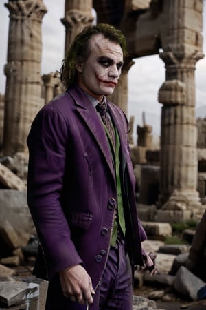 Joker Heath Ledger wearing a Andromeda Shun Cloth inside a  greek ruins,FFIXBG,ezio_soul3142,1boy