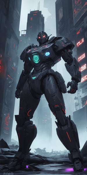 photograph of boy wearing futuristic zoids armor, all black armor, artistic armor detail, hi tech, reflection mapping, realistic figure, hyper detailed body, cinematic lighting photography, cyberpunk style background, 32k uhd mecha style, super hero pose, cinematic shoot, perfecteyes, dynamic mech, blue eyes, perfecteyes, deadly look, badass pose
