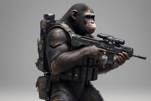 4K, 8K, masterpiece, perfect focus, in_focus, nightime,  clear focus, best quality, dimly lit, cinematic lighting, insanely realistic, life like photo, photorealistic long shot of squad of apes futuristic guns raised escorting a sci-fi vehicle with light machine gun mounted on top in a jungle on fire at night like in the movie act of valor, chimps shooting sci-fi guns, chimps aiming rifle, act of valor, genji armor, YAKEDA Full Protection Tactical Tank Top, bomb suit, flak jacket,  cloak, jungle camo armor pattern with neon orange  trim, soldier pants on chimps, aiming guns, firing guns, sci-fi open faced chimp helmet, chimps with cyberpunk headgear, full body armor, weapon master, sword in hand, sword neon glow, neon wrist weapons, bulky weathered space marine armor, perfect eyes, vengeful amber eyes, insanely detailed eyes, hyper realistic eyes, glassy eyes, 4k eyes, sci fi daggers on body, leader sword in hand, leader pistol in hand, leader shotgun, grenades, ultra detailed, flak armor, full body armor, super ripped chimps, huge muscles, neck protection armor, astronaut helmet on chimps, chimp with translucent visored helmet, sci fi helmets, tan weathered and ripped cloaks,  cyberpunk armor, enforcer armor, full sci-fi plate armor, bandoliers, chimps throwing grenades, chimp raising fist, super muscular chimps, artificially enhanced chimps, hyper detailed guns,, guns shouldered, all faces hyper realistic, first two rows faces hyper realistic, Sci fi guns, grumpy gorilla, leader weapon in hand, warrior, warrior armor, leader weathered red matter power suit armor, leader bulky armor, leader detailed eyes, hyper detailed eyes, Extremely detailed face, movie quality face, with a gun, sci-fi armor, cyborg armor, Extremely detailed armor, cyberpunk gasmask, armor glowing trim, helmets, attack stance, combat stance, rifle, raised, pistol raised, random expression, Congo-apes, Billy ape, helmets with face, flak_jackets, juggernaut armor, enforcer, chest armor, chest armor, shin_ armor, battle belts, tools on belt, bandolier, modern body armor, tech gauntlet, wrist armor, weapons, weapons in hand, weapons on back, the end of humanity, hammers, perfect faces, interesting expressions, natural skin, textured skin, hyper detailed faces, Extremely detailed faces, pores, Extremely detailed weapons, Extremely detailed bodies, planet of the apes, HIGH resolution, SUPER resolution, HYPER resolution, HD resolution, BEAUTIFUL, neon signs, Extremely detailed fur, photorealistic fur, caesar from planet of the apes, Landskaper, Devasted landscape, Forest, smooth flat panel on guns and armor