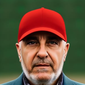 photo of ofrlev, portrait of man person, red hat, 8k, realistic, cinematic, dark lights, digital art.  