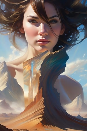 close-up,
"Create a powerful and awe-inspiring high-resolution painting focusing on the head and shoulders of a planet-sized, gorgeous giantess dramatically emerging from the Earth's crust. The scene should be intensely cinematic, with dynamic lighting that highlights her stunning features. The artwork should draw inspiration from the styles of Norman Rockwell, Craig Mullins, and Ross Tran, and it should be rendered in exquisite 4K resolution. The giantess's face and upper body should be the central focus, and the overall effect should leave viewers in awe of her majestic presence."

This prompt provides a detailed and vivid description for the creation of an impactful artwork, combining elements of scale, drama, and inspiration from renowned artists.