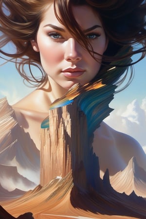 close-up,
"Create a powerful and awe-inspiring high-resolution painting focusing on the head and shoulders of a planet-sized, gorgeous giantess dramatically emerging from the Earth's crust. The scene should be intensely cinematic, with dynamic lighting that highlights her stunning features. The artwork should draw inspiration from the styles of Norman Rockwell, Craig Mullins, and Ross Tran, and it should be rendered in exquisite 4K resolution. The giantess's face and upper body should be the central focus, and the overall effect should leave viewers in awe of her majestic presence."

This prompt provides a detailed and vivid description for the creation of an impactful artwork, combining elements of scale, drama, and inspiration from renowned artists.