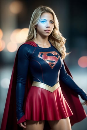 supergirl, costume, hero, skirt, cape red, hair blonde (RAW Photo, cg unity, photography, ultra realistic details, sharp focus, detailed skin,4k, high-res, masterpiece, best quality:1.1), (realistic, photo-realistic:1.37) (8k,4k, UHD, high resolution, professional, cinematic, movie, dramatic, noise), (detailed background:1.25), bokeh anamorphic depth of field blur background,Shakira 