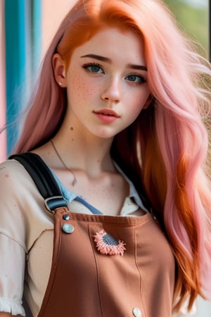 photo of beautiful age 18 girl, pastel hair, freckles sexy, beautiful, Bust, young, dslr, 8k, 4k, ultrarealistic, realistic, natural skin, textured skin