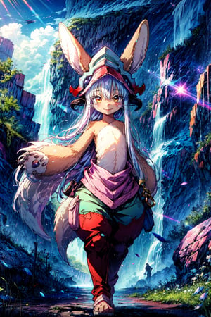  1girl, solo, furry, nanachi \(made in abyss\), nanachihat, nanachipants, standing, looking at viewer, smile, (animal_ear:1.1) ,(nanachi:1.3)