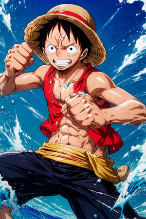 masterpiece,  intricate detail, highly detailed, best quality, studio lighting, 4K, 8K,
OnePiece, Luffy, (straw hat:1.2), round eyes, black eyes, red top, sleeveless, buttonless, deep-v, 
,
,
, 
,
, rushpunch,, punching,, clenched hands,, too much,, multiple hands,, extra arms, , aura, , foreshortening,, incoming attack,, motion lines,, speed lines,, afterimage,, motion_blur,, energy, , glowing,
 , wanostyle, monkey d luffy,