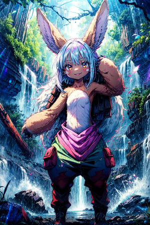 1girl, solo, furry, nanachi \(made in abyss\), nanachipants, standing, looking at viewer, smile