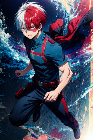 score_9, score_8_up, score_7_up, score_6_up, score_5_up, score_4_up, BREAK source_anime, (best quality:1.1), (masterpiece:1.4), , full body, , 1boy, solo, male focus, , shouto_todoroki, white hair, red hair, grey eyes, blue eyes, heterochromia, two-tone hair, split-color hair, multicolored hair, , scar, scar on face, burn scar, , , Arms extended wide, expressing openness,