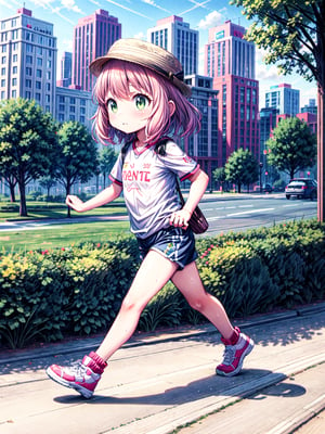 Anya,full body, wearing fancy clothes and a fancy hat, walking by the downtown, , solo, 1girl
nahida , best quality, masterpiece, a very delicate and beautiful, (one little and cute girl at the center:1.2), (solo:1.3), outdoors,

full body, sweating, wearing with sport shirt, a sport short and a red sport headband, running in park with her dog, , solo, 1girl