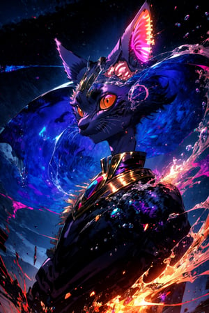 hdr, beerus, male, furry, (Cornish Rex cat head:1.5), purple skin, egyptian clothing, jewellery, skinny body,floating, in air, from_below,glowing purple, purple energy, purple aura, dynamic shot, dusk, twilight sky, natural lighting, wonderous ambiance, extremely detailed, absurdres,