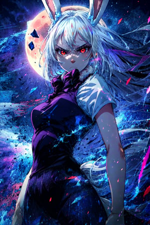 1girl,CarrotSulong,sulong,bunny hears,white hair,long hair,red eyes,(glowing eyes),serious expression, angry eyes,(from below),standing,night,starry sky,moon light,electric effect around body,fit,masterpiece,extremely detailed CG unity 8k wallpaper, best quality,32k,focus sharp,