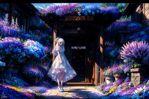 light),((Movie Poster)),(signature:1.3),(English text:1.3),BREAK (8k:1.3),Wallpaper,1girl,(girl middle of flower:1.4),clear sky,outside,ultra-detailed,best quality,extreme quality,Masterpiece,beautiful,pretty,sitting on the ground,(absurdly long hair, clear boundaries of the cloth:1.4),(pure white dress, pure white silk cloth:1.5),(ground of flowers, thousand of flowers, colorful flowers, flowers around her, various flowers:1.51),young,stunning,attractive,sundress,fantastic scenery,pure whiteshoes,