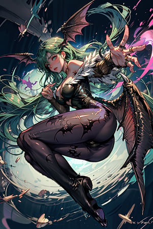 CamelliaMix_V3masterpiece,  best quality,  , 1girl,  morrigan aensland,  print legwear,  head wings,  solo,  long hair,  bat print,  ass,  breasts,  wings,  animal print,  green hair,  leotard,  feet,  large breasts,  soles,  pantyhose,  demon girl,  bat wings,  no shoes,  bangs,  black leotard,  bare shoulders,  purple wings,  on side,  yellow eyes,  purple pantyhose,  toes,  looking back,  full body,  bat (animal),  thighs,  low wings,  sideboob,  from behind,  lips,  lying,  blunt bangs,  looking at viewer,  very long hair,  thighhighs,  thick thighs,  outdoors,  parted lips,  green eyes,  water,  fur trim,  strapless,  nose, FFIXBG, , , , , , , , , 
Negative prompt: (worst quality:1.4),  (low quality:1.4),  lowres,  bad anatomy,  bad hands,  text,  error,  missing fingers,  extra digit,  fewer digits,  cropped,  worst quality,  low quality,  normal quality,  jpeg artifacts,  signature,  watermark,  username,  blurry,  details-of-mechanical-arms,  bad face,  bad ears,  bad hands,  bad eyes,  bad legs,  no marks,  pimples,  birthmarks,  moles on the text, username, logo, (low quality,  worst quality:1.4),  (bad anatomy),  (inaccurate limb:1.2),  bad composition,  inaccurate eyes,  extra digit,  fewer digits,  (extra arms:1.2)
face,  warts,  wrinkles,  dark circles,  crooked,  drooping,  blurred,  badly done,  distant,  one-eyed,  dilated diffuse,  lacking,  diminished
Steps: 30, Sampler: DPM++ 2M Karras, CFG scale: 8.0, Seed: 1370729140, Size: 768x512, Model: FFIX-10: dd4bfc4e4c95", Version: v1.6.0.8-v3-2-g9930b53, TaskID: 641607172735745278