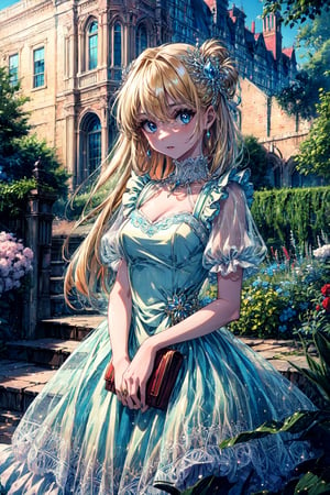 (masterpiece, best quality, detailed), 1girl,souryuu asuka langley,solo, a fancy frilly dress. She is likely to be found in a grand ballroom or a luxurious garden party, surrounded by other aristocrats. Her dress is of the finest quality, with frills and lace adorning every inch. She exudes an air of elegance and refinement, with a regal bearing that hints at her privileged upbringing. Despite her privileged position, there is a hint of playfulness in her demeanor, and a sparkle in her eyes that suggests she is not entirely bound by the strict conventions of her social class.