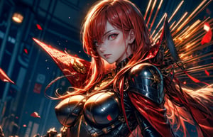 masterpiece, best quality, high resolution, 1girl, solo, MaouNobu, Maou bodyarmor, big breasts,