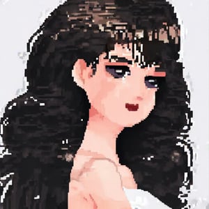 1 girl, portrait, white background, pixel representation art work, pixel style