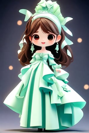 1 girl, 3D chibi cute, long dress