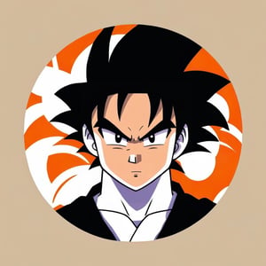 1 songoku, portrait, simple background, (Circle), SoraSleepAI