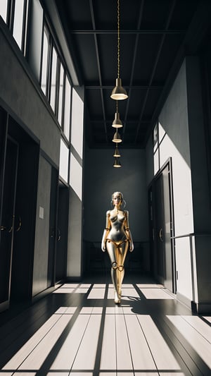 (masterpiece), (award_winning photo), (ultra_realistic:1.5),  (on focus), (ultra detailed), a retro science fictional art deco styled beautiful robotic girl made of polished gold and intrincated silver and brass mechanical parts on face and body on balcony looking for an extreme detailed landscape of Noir Science fiction styled of a colossal retro art deco futuristic megalopolis buildings with thousand meters high polished metal, portals and thousand of windows in corners and the sky with andromeda galaxy seem on top and many peoples walking, ((draw her full body shot and face can be seem:1.2)), view from lower ground level to up,many bridges between buildings to the starship preapring do fly, steam amd sparks, extremely complex and intricated detailed scene, ultra realistic illumination with rim sun light, decopunk style