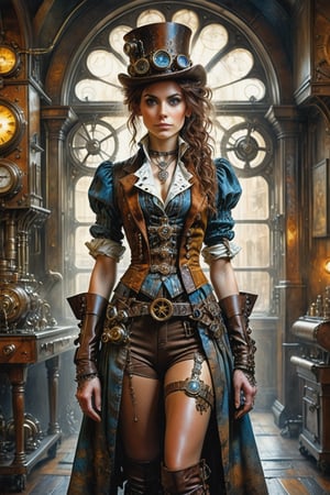 (((full shot))), 
detailed full-length picture, masterpiece, best quality, ultra high resolution, visually stunning, beautiful, award-winning art (abstract art: 1.3), beautiful ))) A FULL-LENGTH PORTRAIT OF a STEAMPUNK female NOBLE SMUGGLER SEET IN CHER. INN RENT ROOM  background, Watercolor, trending on artstation, sharp focus, studio photo, intricate details, highly detailed, by greg rutkowski, more detail XL, hyper detailed, realistic, oil painting, by julie bell, frank frazetta, cinematic lighting