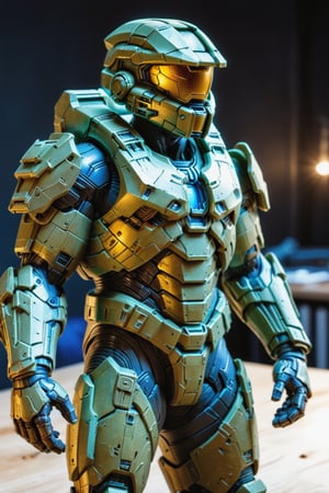 Stable Diffusion: Crafting a 3D Printable Character Model  an a The Spartan from the series Halo,  body armor with traces of bullets and cuts from knives). with High-Quality, Game-Design Style, and Front, Back, and Side Views, Ensuring Exceptional Detail and Realism" 