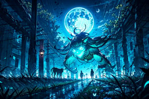 masterpiece, best quality, high definition, high resolution
  giant full moon, dark blue night background, central street, leaves fluttering, trees planted,  More Details, lantern lights, Blue lantern lighting, dark green
HasturEarth
Night
