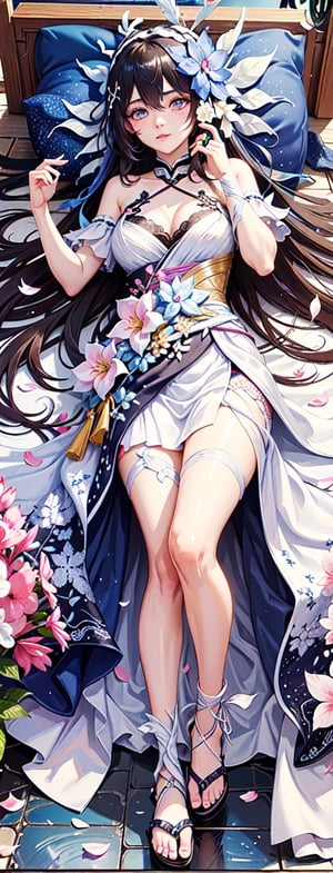 masterpiece, best quality, indoors, carneliandakimakura, 1girl, solo, looking at viewer, full body, dakimakura (medium), lying, on back, very detailed: 1.3)(, horb, luminous blue eyes, hair ,hair outside black hair  inside blue), (light smile: 1.2), sitting, from behind, rear facing, full body, dressed, highly detailed, (height: 1.1), best quality, (Masterpiece: 1.3), cinematic lighting, masterpiece, quality  best , indoors, cosmic eyes, reflection, eyelashes, carneliandakimakura,dakimakura (medium), lying down, behind, bed sheet, hair ornament, arms up, showing arms folded, Concept_carnelian_dakimakura,( Work, best quality, inside  room, fiodef, carneliandakimakura, solo, looking at the viewer, dakimakura (media), lying down, on his back, arms behind his back, full body, carneliandakimakura, horb, beauty miracle),
  TALL
  149cm,
  HEAVY
  42kg,
  HAIR COLOR
  Black
  Blue,
  EYE COLOR
  Blue,smog, gauze, vase, petals, traditional Chinese room, detailed background ,wide photo background,Hairpin, hair decoration,slender,Full chest,perfect eyes,perfect beautiful face,perfect female figure,detailed skin,  delicate patterns,intricate clothing details and rich in exquisite clothing details,delicate intricate fabrics,charming ,alluring,seductive,erotic,enchanting,hanfu,song style clothing,hanfu,Realistic,GUOFENG,MEINV,perfect hand, fingers, hand, perfect, masterpiece, best quality, official art, aesthetic, 1girl, detailed background, isometric, art nouveau, snowflakes, fractal art,asian girl,realhands,AI_Misaki ,hyelin