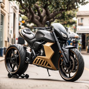 outdoors, day, blurry, tree, no humans, blurry background, ground vehicle, motor vehicle, road, hubless wheels, vehicle focus, motorcycle