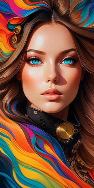 Beautiful Colorful Woman, ALINA SANKO FACE,  Beautiful Colorful Woman Looking at full body, Black Ink Flow, 8k Resolution Photorealistic Masterpiece, Intricately Detailed Fluid Gouache Painting, Acrylic Calligraphy, Watercolor Art, Professional Photography, Natural Lighting, Lighting Maximalist Photo Illustration volumetric, by marton bobzert, intricately detailed 8k resolution concept art, complex, elegant, expansive, fantastic,steampunk style