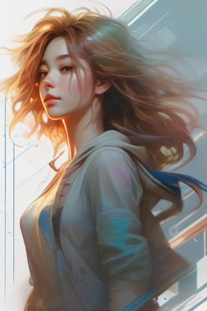 beautiful Caucasian woman, shoulder length messy hair, happy, Full body, Beautiful anime waifu style girl, hyperdetailed painting, luminism, art by Carne Griffiths and Wadim Kashin concept art, 4k resolution, fractal isometrics details bioluminescence , 3d render, octane render, intricately detailed , cinematic, trending on artstation Isometric Centered hyperrealistic cover photo awesome full color, hand drawn , gritty, realistic mucha , intricate, hit definition , cinematic,Rough sketch, bold lines, on paper,