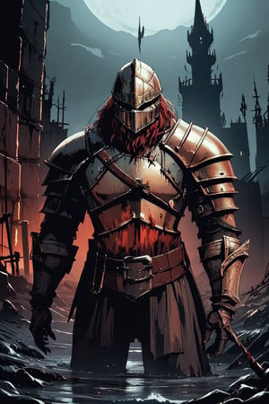 (beat quality, masterpiece), (8K, HDR), ((Dark Souls)), 
Generate an image of Viking set in the Dark Souls world, dark fantasy, dark and horror, bloody, 90s anime style, 