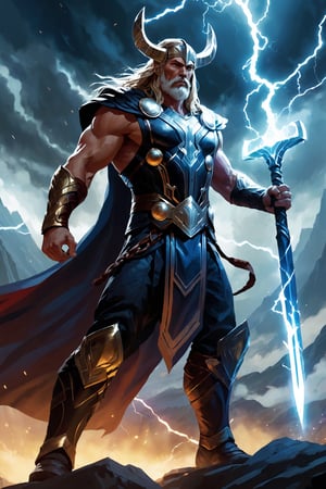 (8k HDR), (masterpiece, best quality), 


Here's a prompt for a character merging Thor from Marvel with Hades from Greek mythology:

Title: Thadeus, God of Thunder and the Underworld

Description:
Thadeus is a divine being born from the fusion of Thor, the Norse god of thunder, and Hades, the Greek god of the underworld. He possesses the muscular physique and powerful presence of Thor, adorned with dark robes reminiscent of Hades' regal attire. His eyes crackle with lightning, hinting at his divine lineage, while his expression carries the weight of both realms he governs.

Features:
Thadeus wields a mighty warhammer infused with dark energy, resembling Mjolnir but with intricate designs inspired by the underworld. His hair flows in wild curls like Thor's, but with streaks of shadowy hues, symbolizing his connection to the realm of the dead. Chains drape from his armor, evoking the chains that bind souls in the underworld, while his voice resonates with thunderous authority.

Setting:
The scene is set in a realm that bridges the worlds of the living and the dead, where towering mountains pierce the sky, and dark chasms lead to the depths of the underworld. Thunderstorms rage overhead, echoing Thadeus' dual nature, while spirits and shades roam the landscape, drawn to his powerful presence.

Action:
Thadeus stands atop a cliff, overlooking the vast expanse of his domain, his warhammer raised high as he commands the forces of thunder and death. Lightning flashes and thunder rolls as he unleashes his divine power, asserting his dominance over both the heavens and the underworld.

dark and vibrant, (micheal bay cinematic shots), depth of field, cinematic scenery, 2D