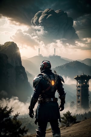 (masterpiece, best quality), (8k, HDR), 

Create an epic scene depicting a formidable male Titan from Bungie's Destiny series, clad in imposing heavy plated armor adorned with a striking red and black color scheme. He stands atop the Citadel Tower, gazing out over the sprawling expanse of the Last City on Earth. Equipped with the pinnacle of weaponry, his presence exudes strength and determination as he guards the remnants of humanity against impending threats. Capture the essence of guardianship and vigilance in this iconic Destiny setting., more detail Xl,Movie Still,Nature