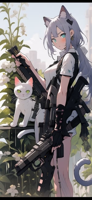 1chicas, com una armas, com dos catanas,cat ear