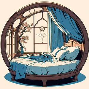 (alcove_bed, alcove), round window, art nouveau, fantasy