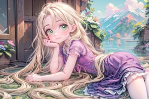 (masterpiece), best quality, 1 girl, (nice hands, perfect hands), cuteloli, cartoon, gold hair, flowing hair