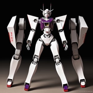 young Girl, racing decals, number and letters racing fonts decals on surface, Full Body shot, (perfect anatomy), (athletic body), (intricate geometric robotic white body armor, Deep Purple and Red accents), (looking at viewer), (medium shot photograph), photorealistic,mecha musume,mecha,Mecha