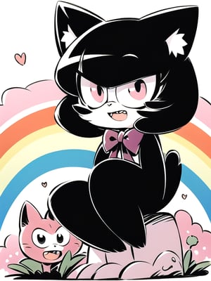 Cute rainbow pussycat, Cartoon, Big eyes