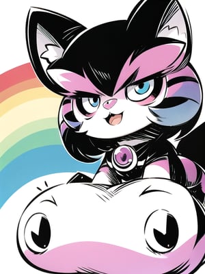 Cute rainbow pussycat, Cartoon, Big eyes