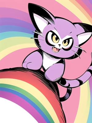 Cute rainbow pussycat, Cartoon, Big eyes