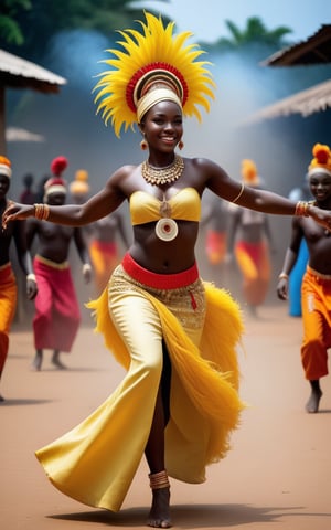image is of the Zaouli dance, a tribute to feminine beauty (full body) Zaouli is a traditional dance of the Guro people of central Ivory Coast. ,1dragon