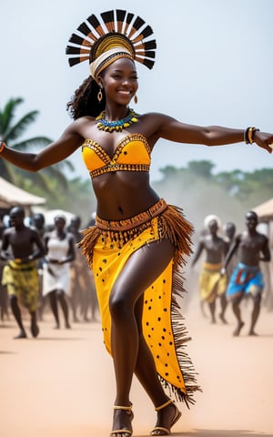 image is of the Zaouli dance, a tribute to feminine beauty (full body) Zaouli is a traditional dance of the Guro people of central Ivory Coast. 