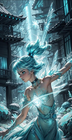 official art, unity 8k wallpaper, ultra detailed, beautiful and aesthetic, beautiful, masterpiece, best quality, dynamic angle, cowboyshot, the most beautiful form of chaos,chaotic energy, elegant, a brutalist designed, vivid colours, romanticism
Aqua_hair/cyan_eyes,in a dress of transparent Aqua , a beautiful crystalline crown on her head, detailed face, detailed skin, front,upper body, background Aqua forest, cover, unzoom, choker, hyperdetailed painting, luminism, Bar lighting, complex, fractal isometrics details bioluminescens : a stunning realistic photograph 30 years,dynamic pose,fighting_stance, Nude, full_body
