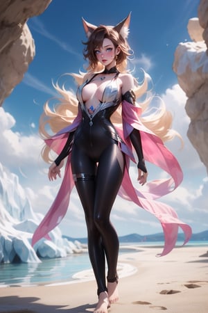 , Sweating, Beach, White Skin, Brown Hair, O-Ring Leggings, Nudity, Mikana_yamamoto, Yaohu, BOTHER, Fate/Stay Fund, Perfect Eyes, edgSDress, Day, Pamukkale , cave, eufemia li britannia, naked, fullbody, standing