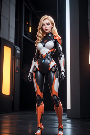 (best quality:1.3),masterpiece,high resolution,photo,realistic,4k,unreal,1 girl,
standing in front of camera, fullbody, standing,hand touching screen,multiple robots,future metropolis,low light,
  blonde hair, grey eyes, full lips,
  gynoid, fembot, 
outdoors, futuristic, 
,character,rubbersuit02