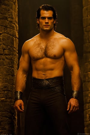 An ultra-realistic  like the muscular vampire, standing in the castle, cinematic , high quality picture”, Henry Cavill,