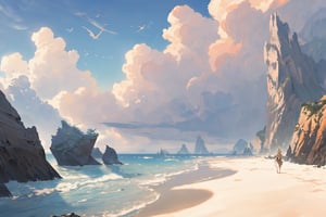 (master piece, best quality), beach, rock, clouds, no people, only background, midjourney, detail background, medieval fantasy