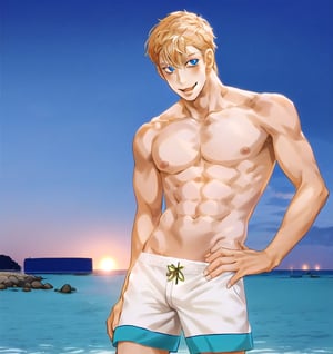 Un jeune homme sexy au bord de la mer sous un coucher de soleil, AOMINE DAIKI ,b3rli