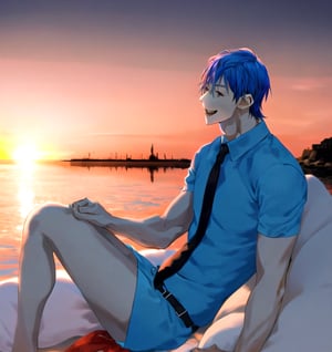 Un jeune homme sexy au bord de la mer sous un coucher de soleil, AOMINE DAIKI ,b3rli