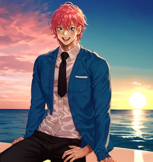 Un jeune homme sexy au bord de la mer sous un coucher de soleil, AOMINE DAIKI ,b3rli